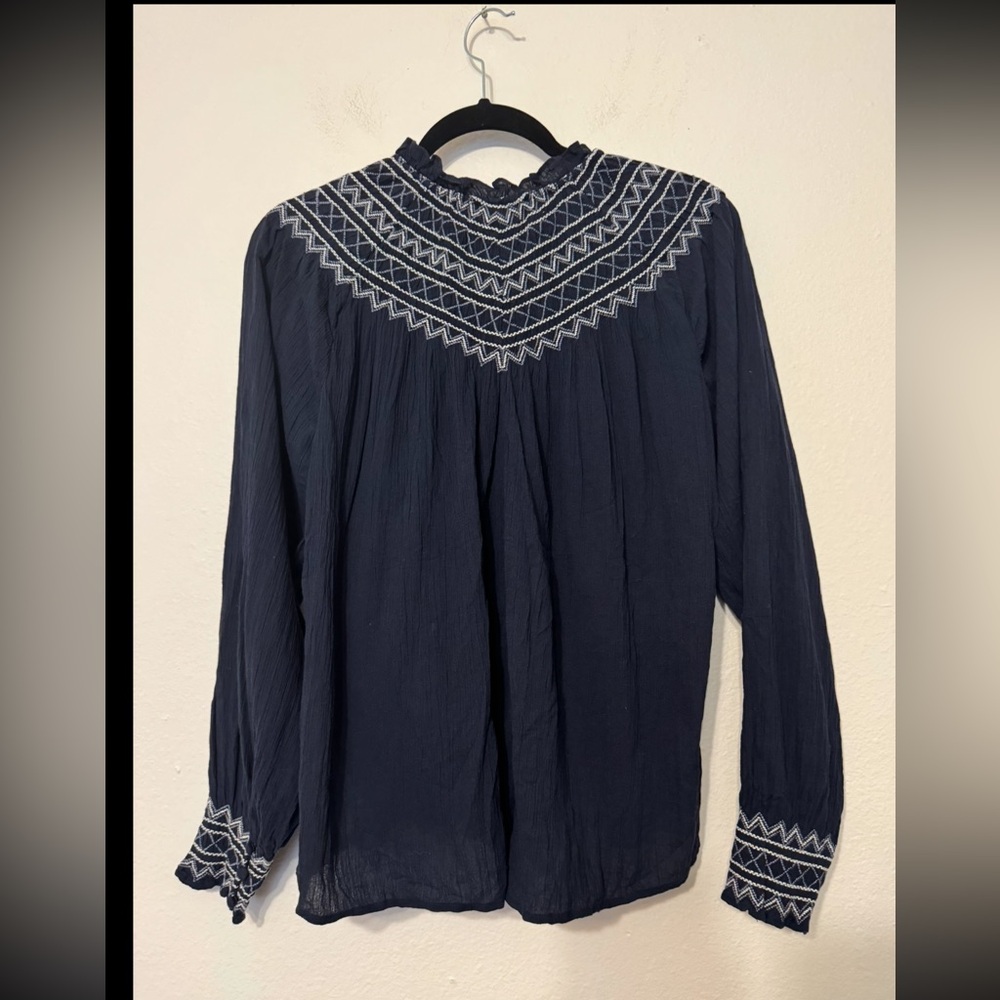 Madewell Embroidered Smockneck Top Medium
